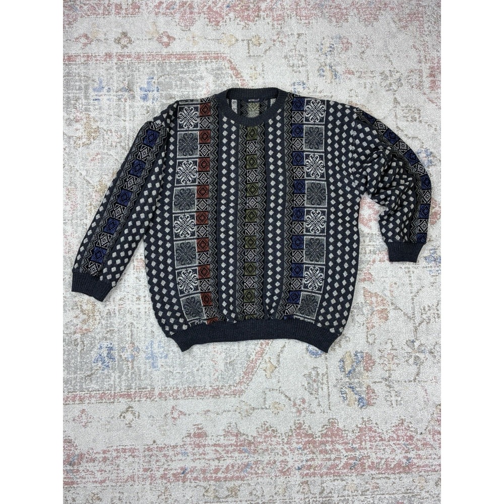 Vintage Monello Coogi Style Geometric Knit 90s Mens Cosby Sweater XXL